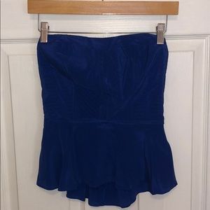 Bebe royal blue peplum strapless